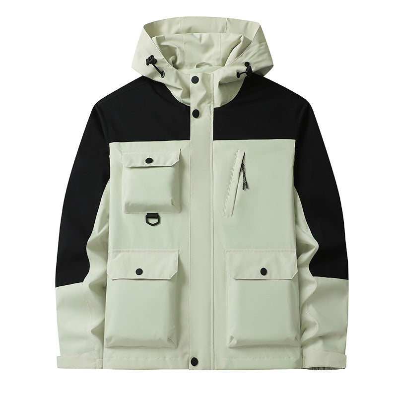 Herren Technische Utility-Fieldjacke mit Kapuze, Mehrfachtaschen und windabweisender Shell Drune