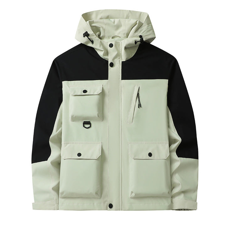 Herren Technische Utility-Fieldjacke mit Kapuze, Mehrfachtaschen und windabweisender Shell Drune