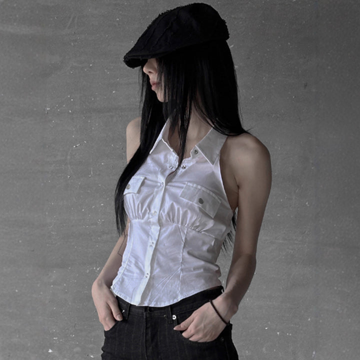 Damen Hemd mit charmantem Bindedetail und Brusttaschen Drune