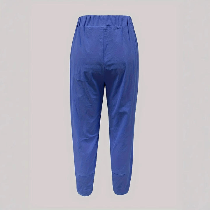 Damen weite Sommerhose mit eleganten Schnittdetails und elastischem Bund Drune