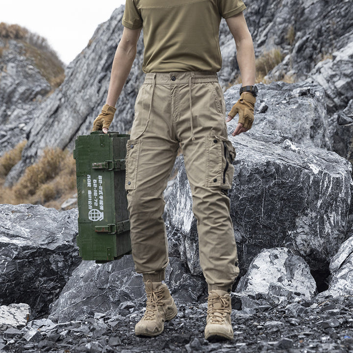 Herren Multifunktionale Cargo-Jogginghose mit Tunnelzugbund, Reißverschluss‑Taschen und verstellbaren Knöchelbündchen Drune