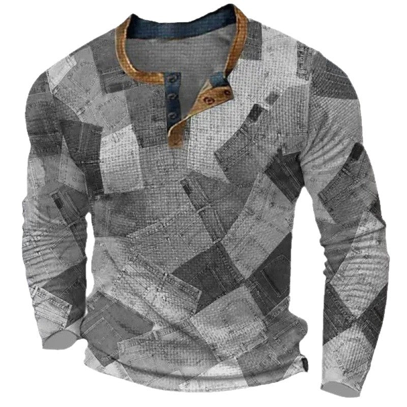 Herren Sportliches Langarmshirt mit Knopfleiste Drune
