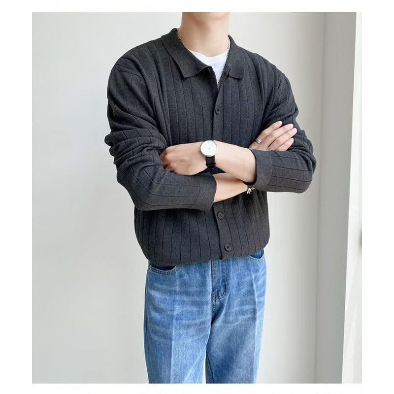 Herren Elegantes Langarm-Polohemd mit Struktur Drune