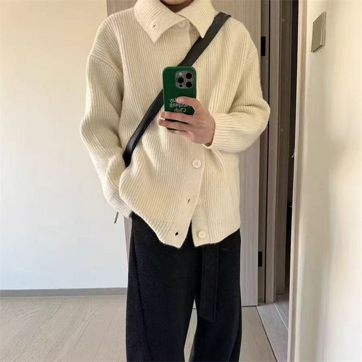 Damen Gemütliche Strickjacke mit breiten Ärmeln und dekorativen Knöpfen Drune