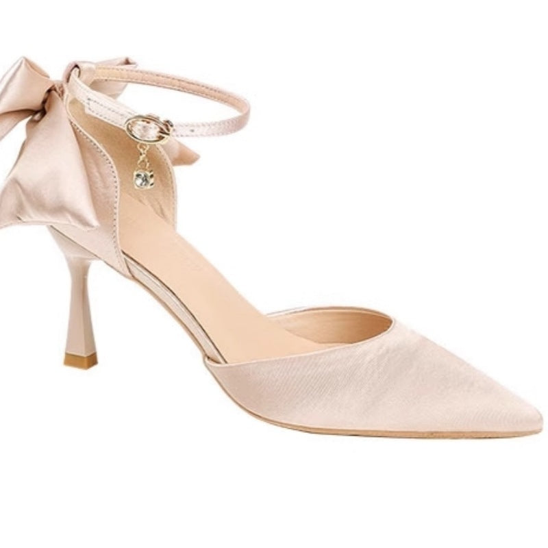 Damen elegante High Heels mit zartem Riemchen und Schleifenakzent Drune
