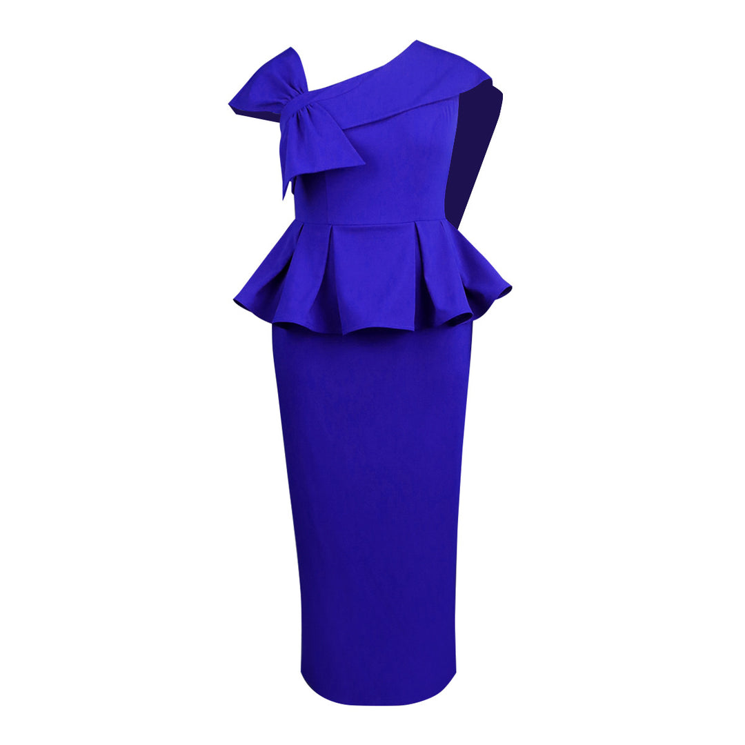 Damen Elegantes Peplum-Kleid mit asymmetrischem Schulterdesign Drune