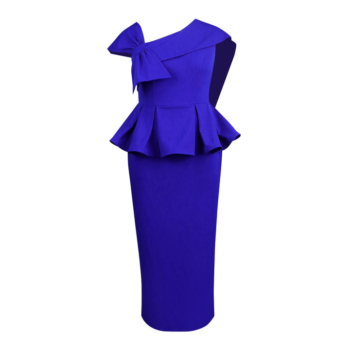 Damen Elegantes Peplum-Kleid mit asymmetrischem Schulterdesign Drune