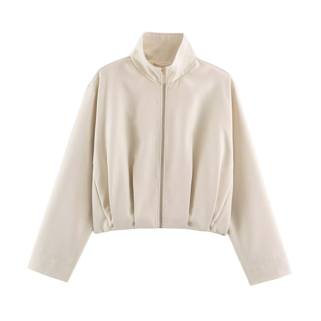 Damen Kurzblouson im Boxy‑Cut mit hohem Stehkragen und elastischem Saum Drune