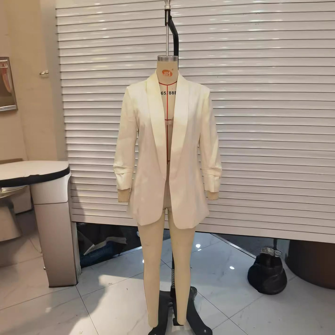 Damen nan lässiger Oversize-Blazer mit Schalkragen, offenem Schnitt und 3/4-Ärmeln Drune