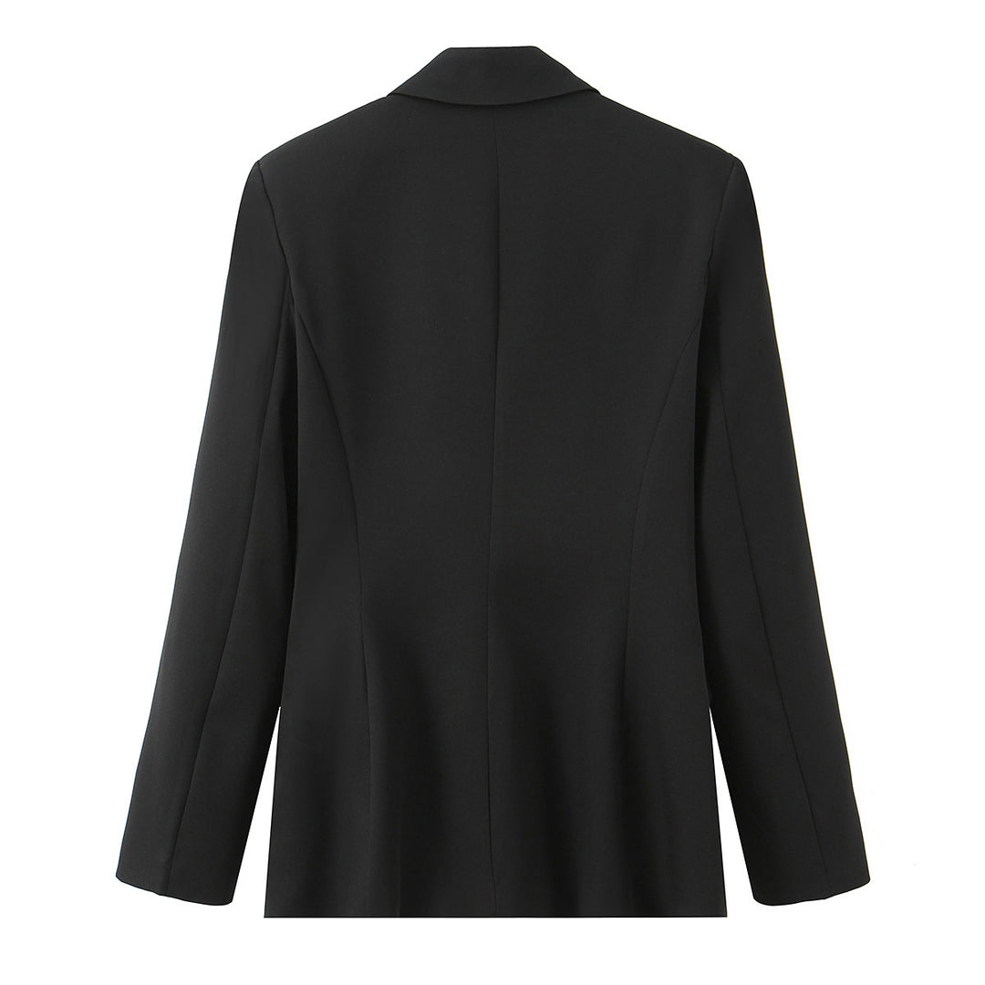 Damen nan taillierter Blazer mit durchgehender Knopfleiste verdeckten Stoffknöpfen und Pattentaschen Drune