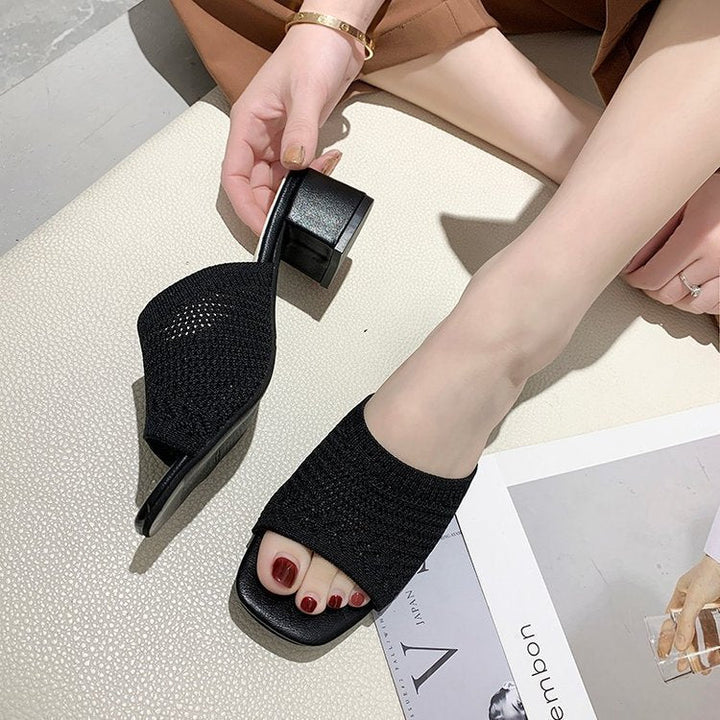 Damen Wedge-Pantoletten mit stilvollem Netzdesign und komfortablem Blockabsatz Drune