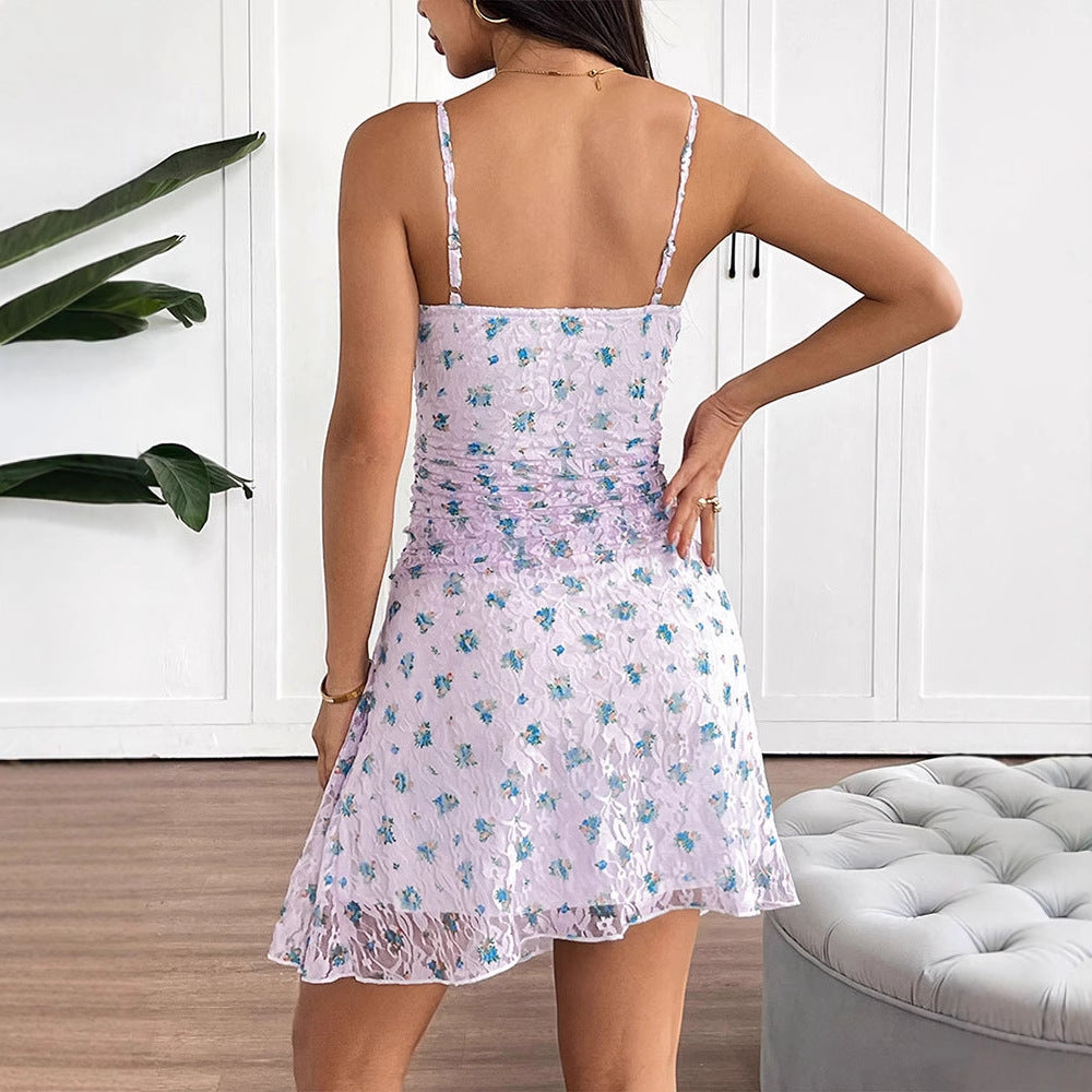 Damen Sommerliches Raffungskleid mit zarten Blumenprint Drune