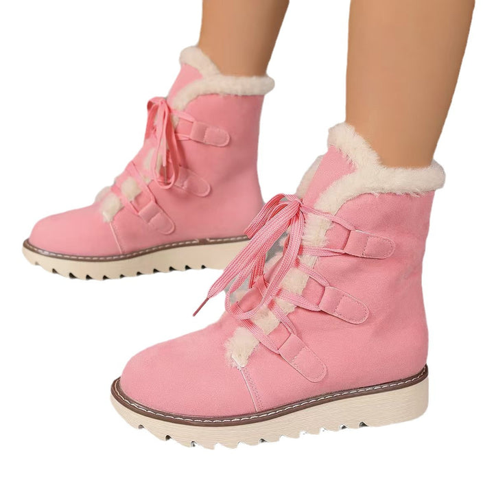 Damen  kurze gefütterte Schnürboots mit Teddyfutter, gesteppter Laufsohle und ergonomischem Komfortfußbett Drune