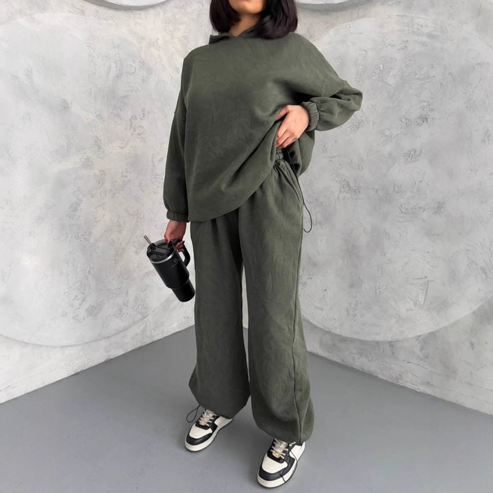 Damen lässiger Hoodie und weite Jogginghose Set Drune