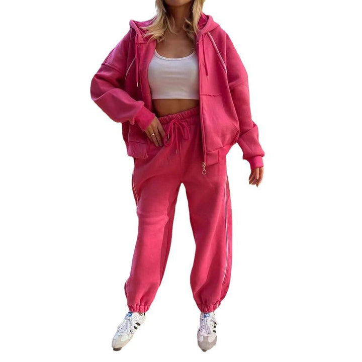 Damen weite Jogginghose mit hohem Bund und kontrastierendem Seitenstreifen Drune