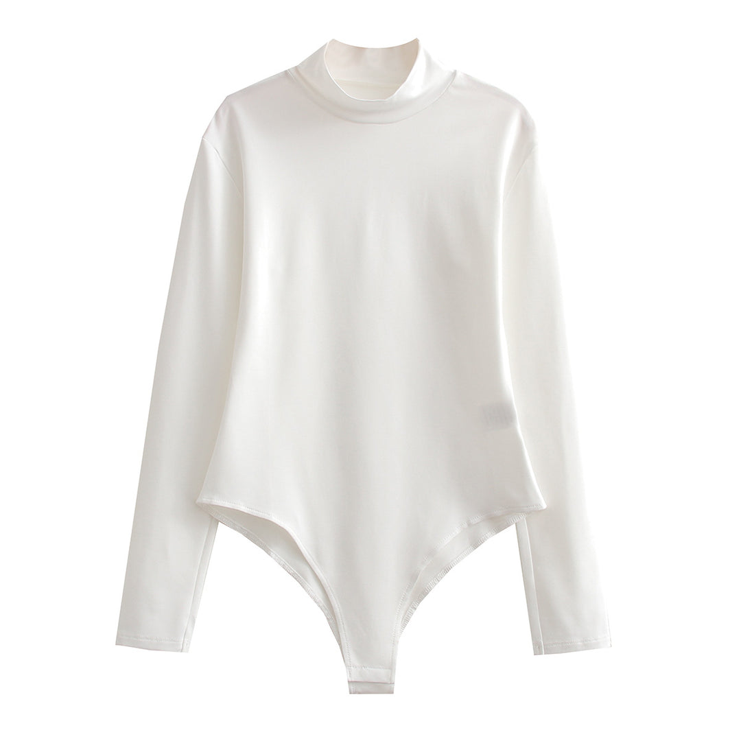 Damen Langarmbody mit Stehkragen aus dehnbarem Stretchstoff Drune