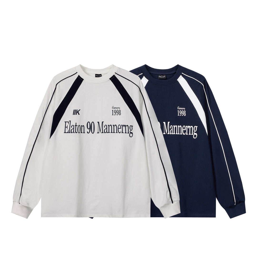 Unisex Oversize-Sweatshirt im Retro-Sportstil mit Raglanärmeln und Kontrastpaspel Drune