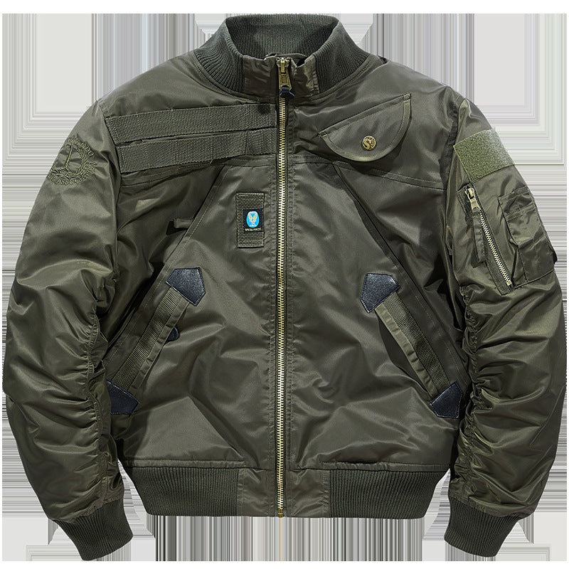 Herren Wattierte Bomberjacke im Pilotendesign mit Utility-Taschen und Rippbündchen Drune