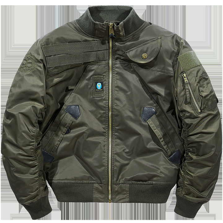 Herren Wattierte Bomberjacke im Pilotendesign mit Utility-Taschen und Rippbündchen Drune