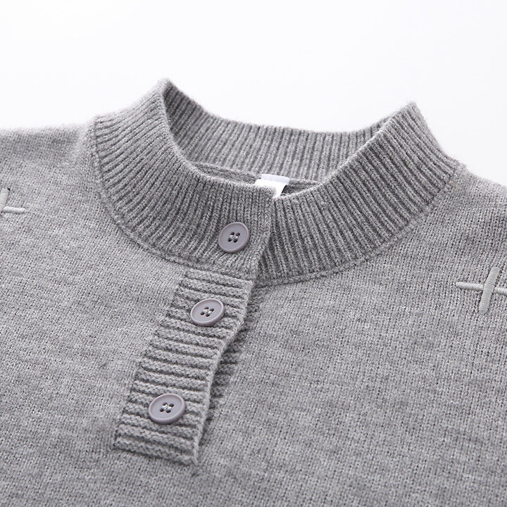 Damen Bequemer Strickpullover mit Knopfleiste Drune
