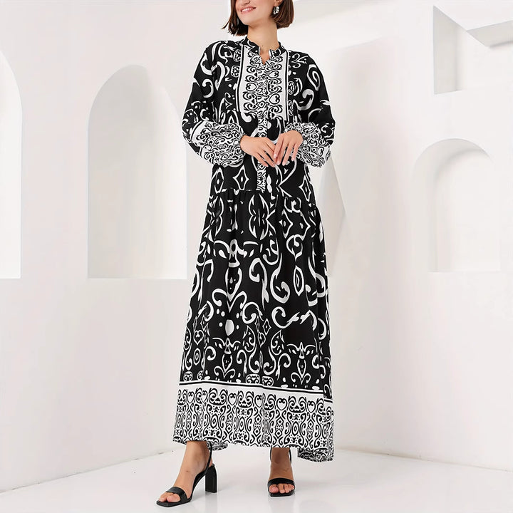 Damen Maxikleid mit kunstvollem Musterdruck Drune