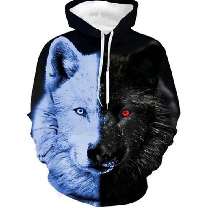 Damen Kreativer Kapuzenpullover mit einzigartigem Wolfsmotiv Drune