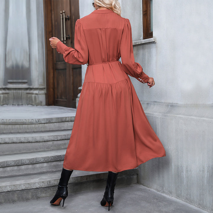 Damen Elegantes Maxikleid mit Knopfleiste und Schlitz Drune