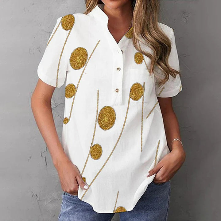 Damen elegante und florale Bluse mit Knopfdetail Drune