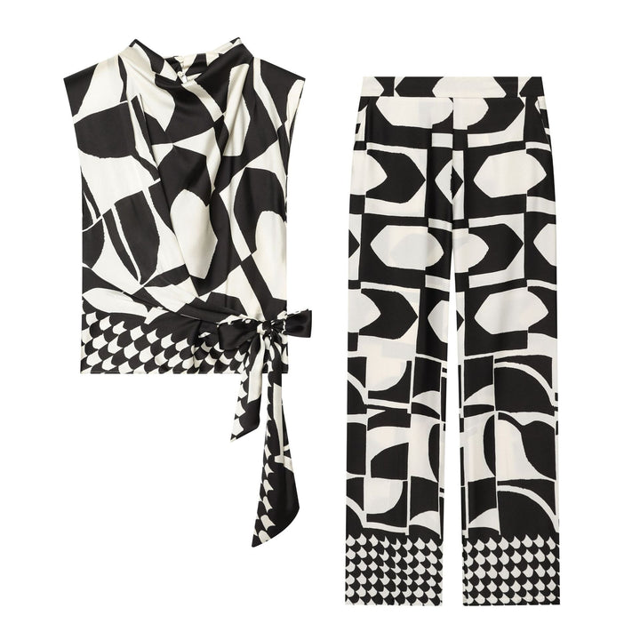Damen Weite Palazzohose mit grafischem Allover‑Print und hoher Bundpassform Drune