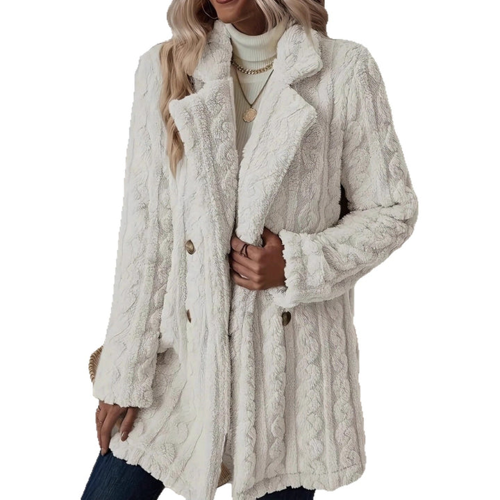 Damen Strickmantel mit besonderer Textur und eleganten Knopfdetails Drune