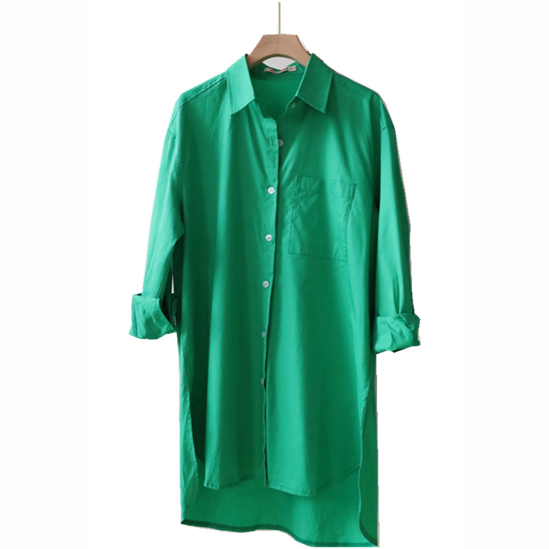 Damen Chic Knopfhemd Kleid Drune