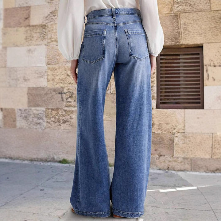 Damen Weite Jeans im Boho-Stil mit hohem Bund und komfortablem Schnitt Drune