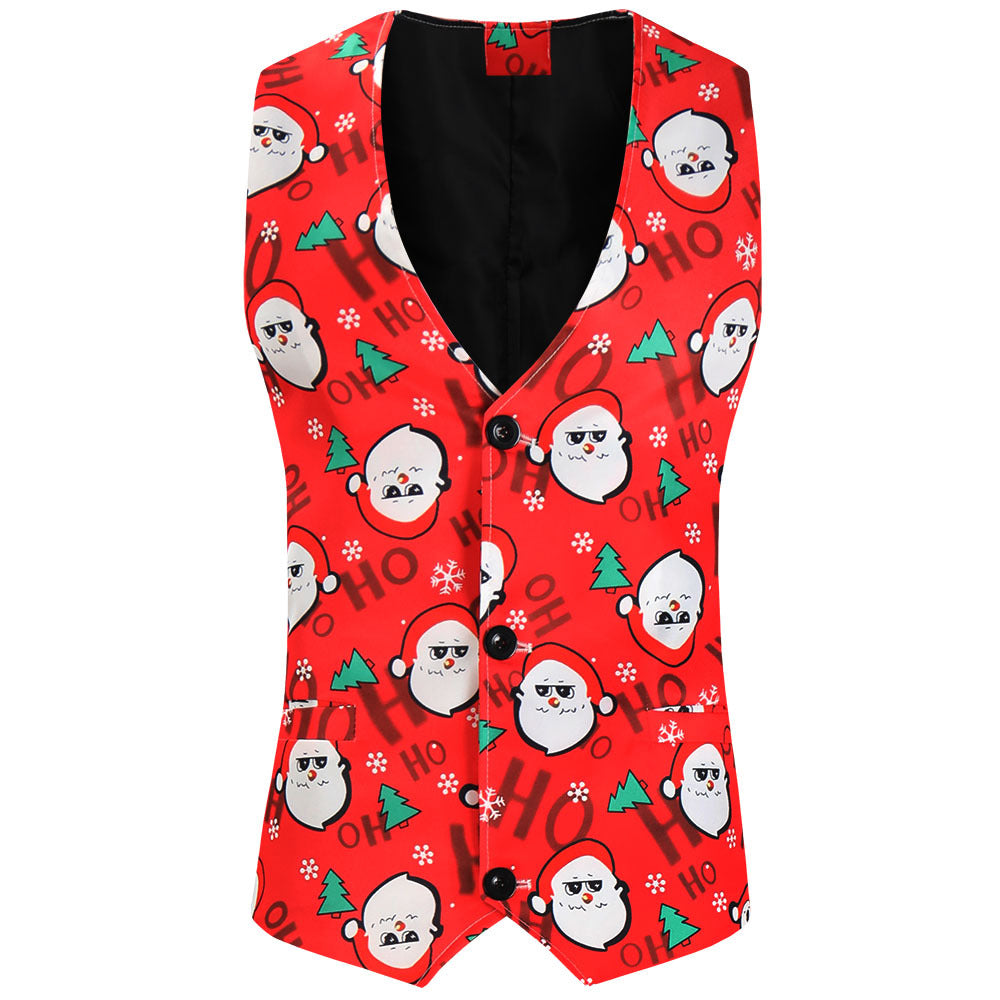 Herren Weihnachtliche Weste mit Santa-Alloverprint und tailliertem Schnitt Drune