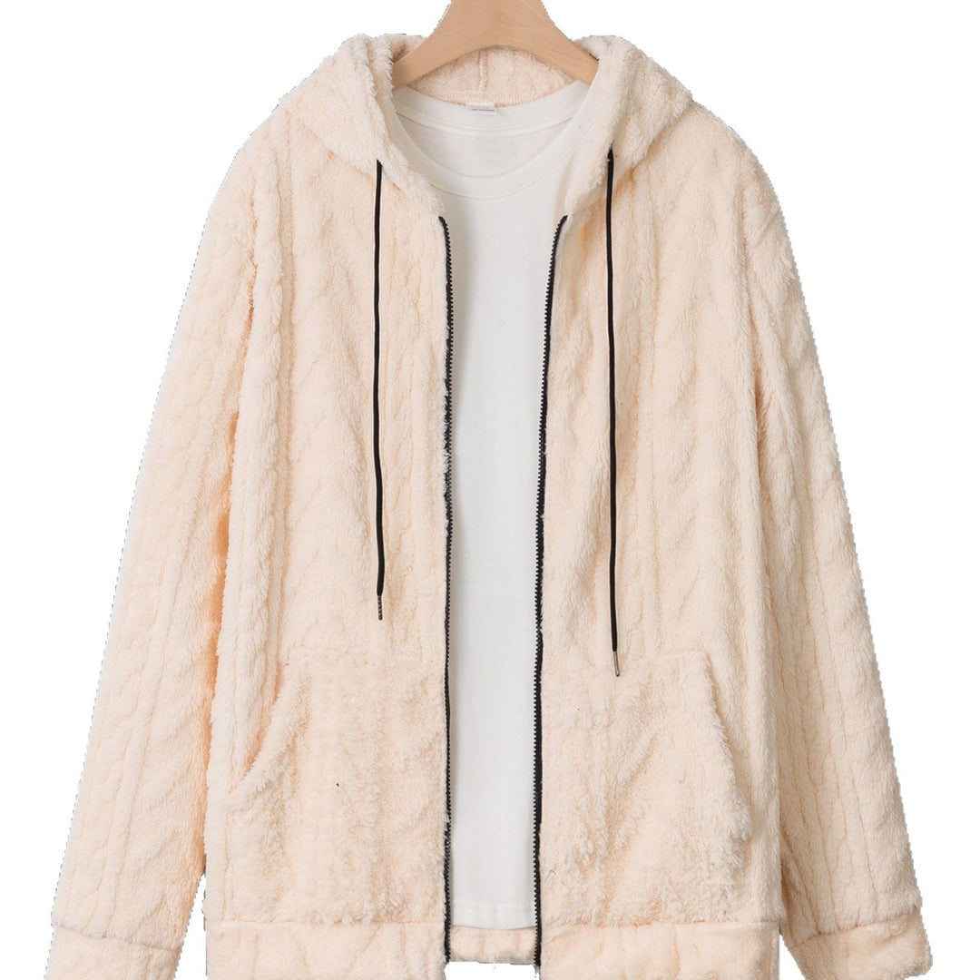Herren kuschelige Kapuzenjacke aus Teddyfleece mit durchgehendem Reißverschluss und Kängurutaschen Drune