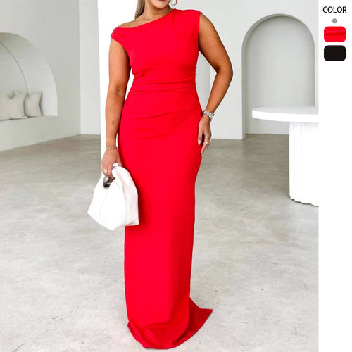 Damen Elegantes körperbetontes Maxikleid mit schickem Stehkragen und seitlichem Schlitz Drune