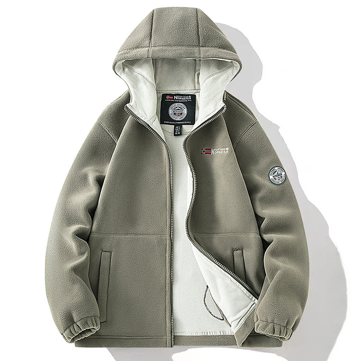 Herren Fleecejacke mit hohem Stehkragen, angerauter Innenseite und verdeckten Reißverschlusstaschen Drune