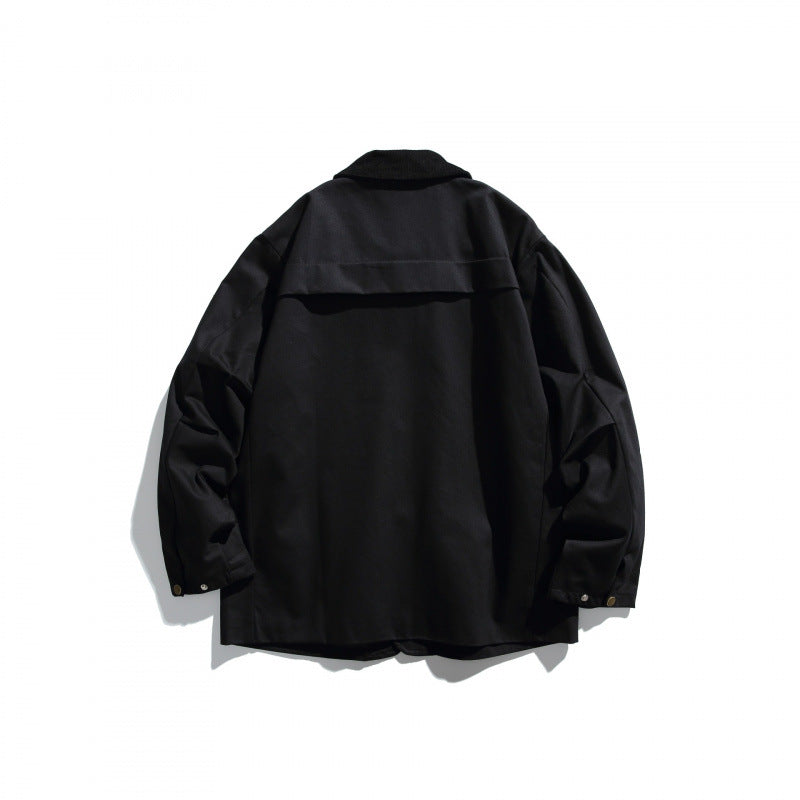 Herren Canvas-Chorejacke mit Cordkragen und Druckknopffront Drune