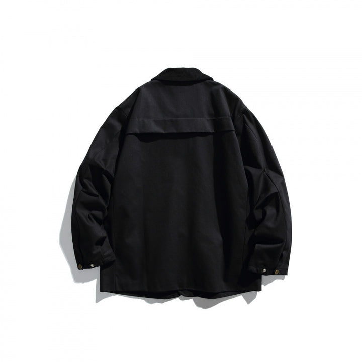 Herren Canvas-Chorejacke mit Cordkragen und Druckknopffront Drune