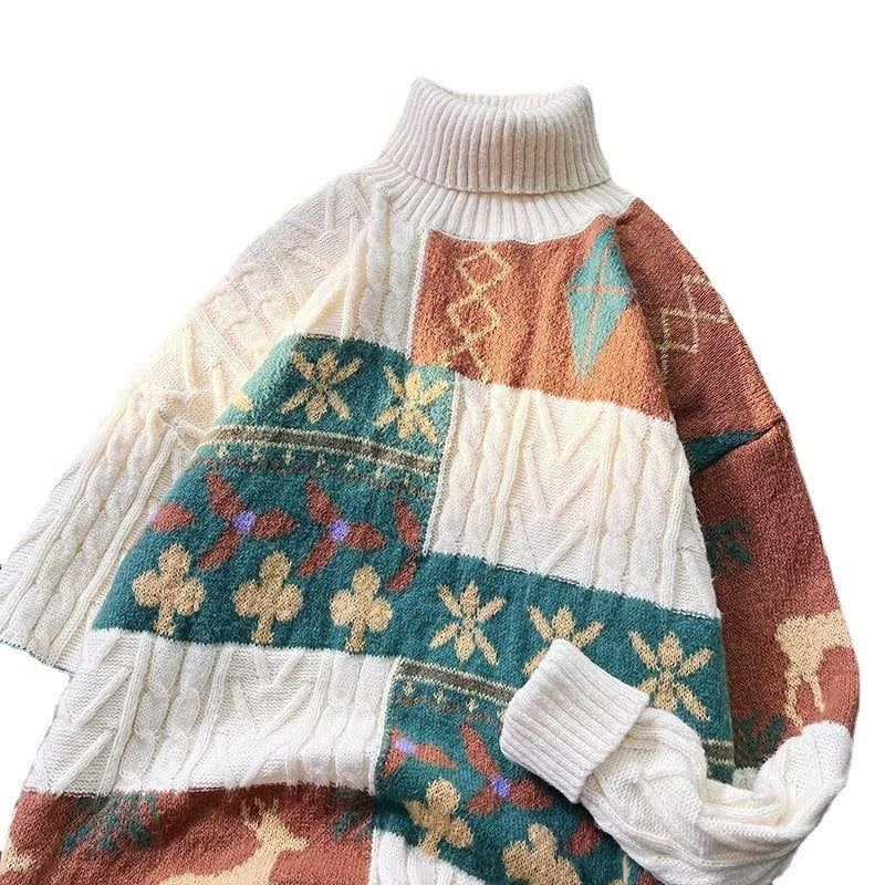 Damen Strickpullover mit modischem Zopfmuster und hohem Kragen Drune