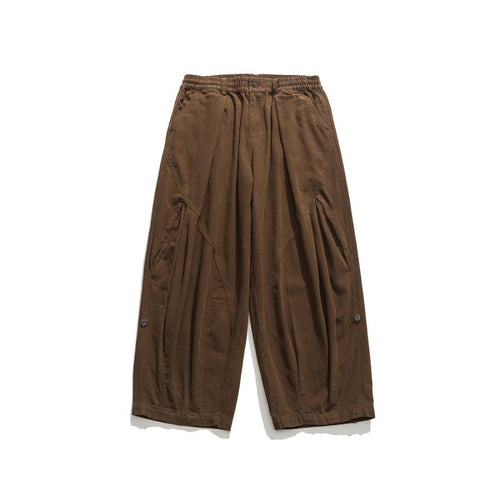 Herren Weite Cropped-Canvas-Hose im Utility‑Look mit elastischem Bund und markanten Falten Drune