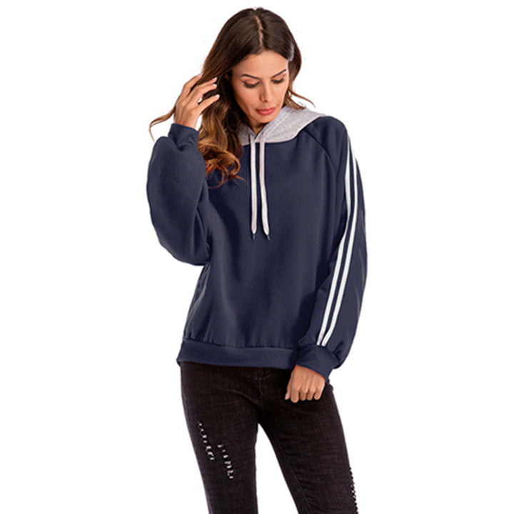 Damen modischer Kapuzenpullover mit kontrastierenden Ärmeln und lässigem Schnitt Drune