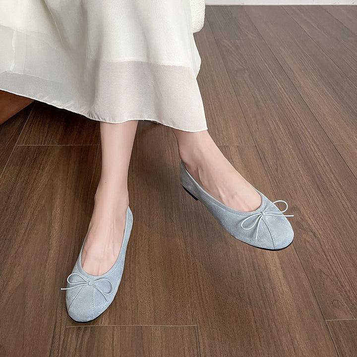 Damen elegante Ballerinas mit zartem Schleifenakzent und weichem Obermaterial Drune