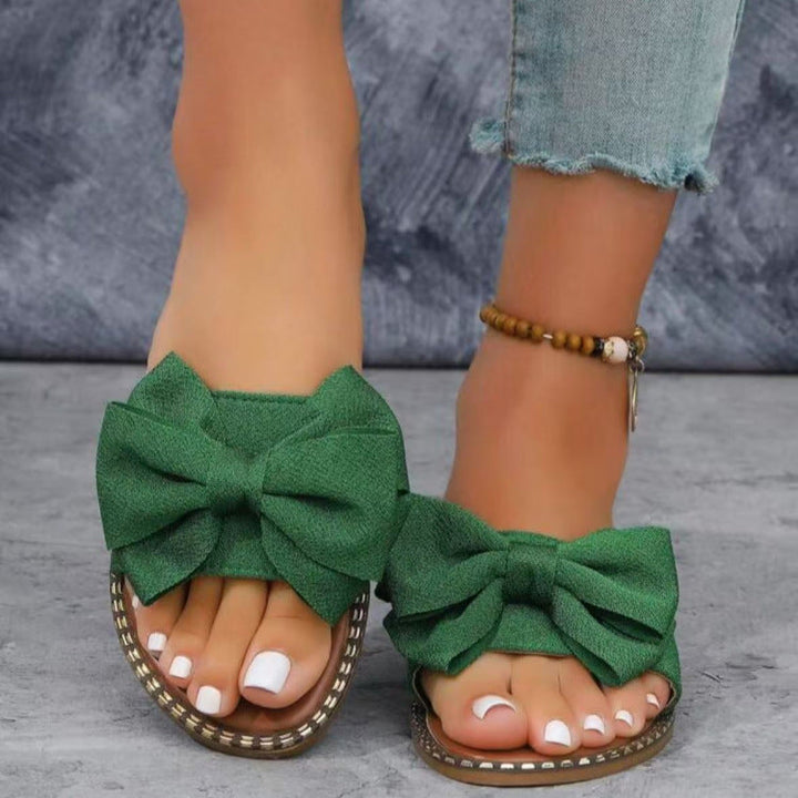 Damen Flip-Flops mit dekorativem Schleifen-Design und rutschfester Sohle Drune