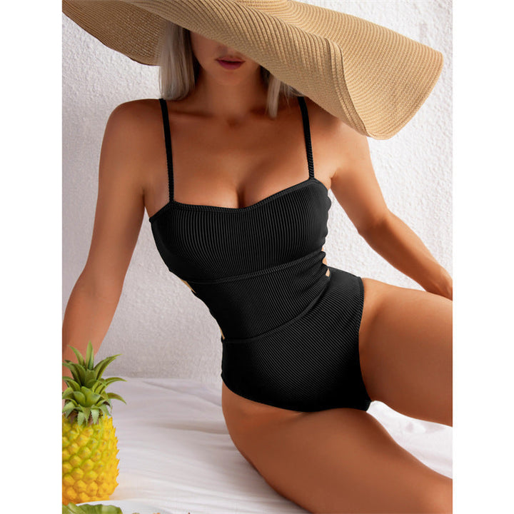 Damen Einteiler Badeanzug mit elegantem Rippendesign und figurschmeichelnder Silhouette Drune