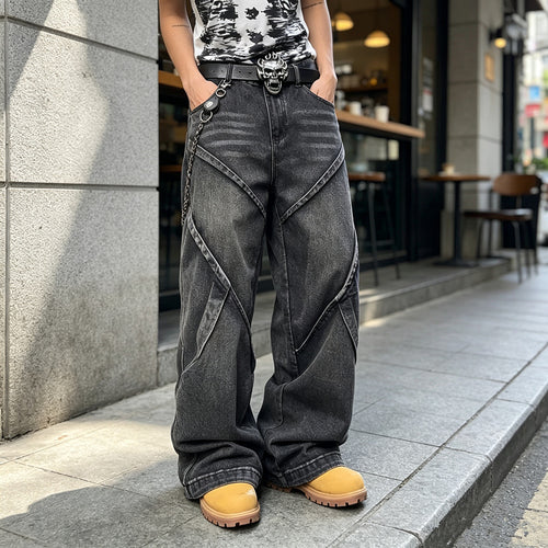 Damen Modische Baggy-Jeans mit einzigartigen Nähte Drune