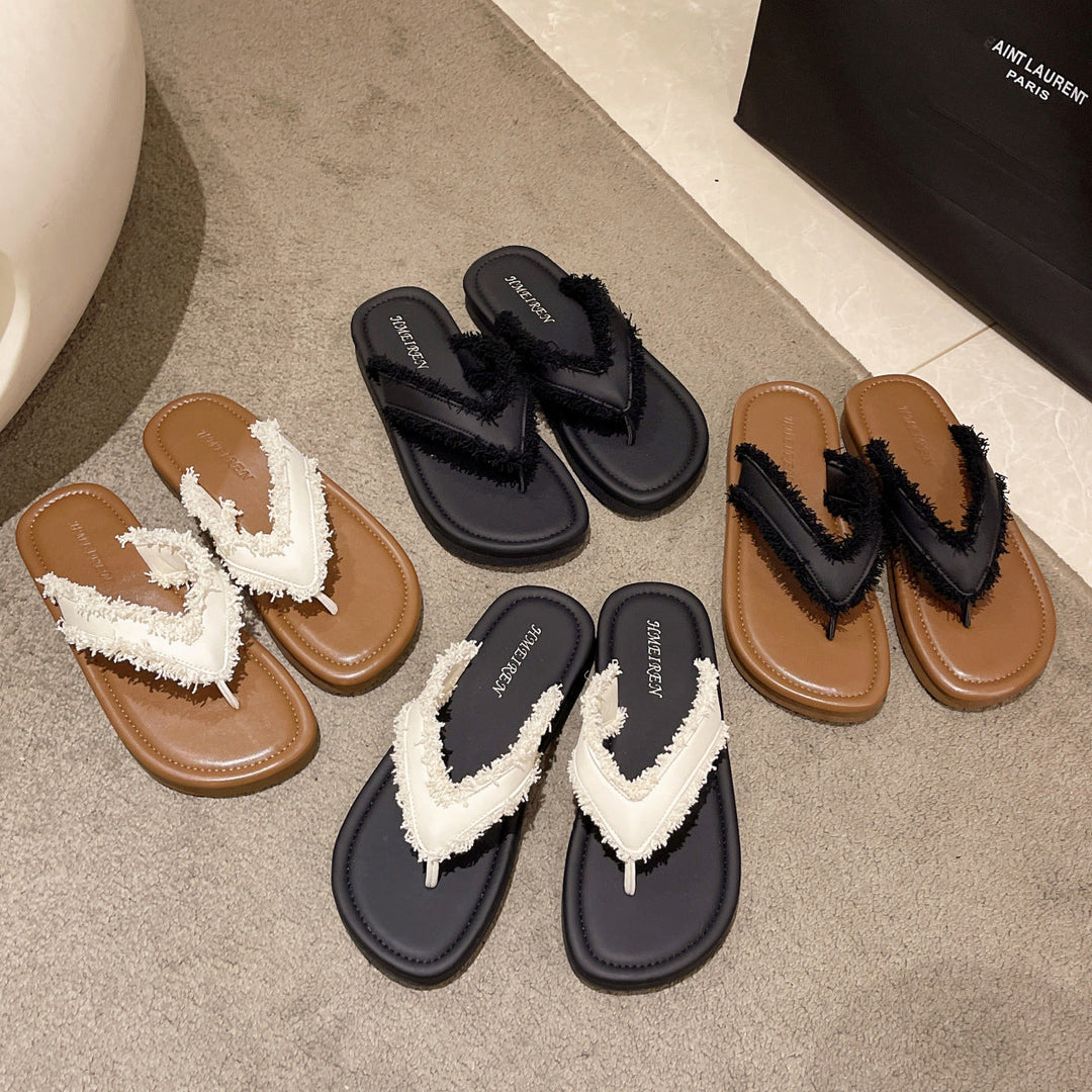 Damen Flip-Flops mit modischem Fransen-Design und komfortabler Sohle Drune