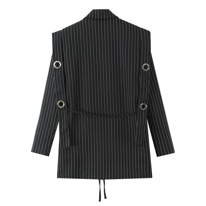 Damen Nadelstreifen-Blazer mit Ösenapplikation und Kordelzug Drune