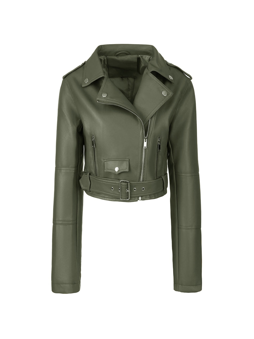 Damen Modische Bikerjacke mit Gürtel Drune