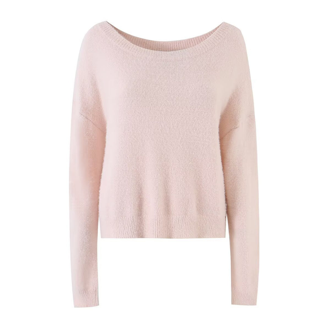 Damen Kuschelweicher Oversize-Pullover mit weitem U‑Boot‑Ausschnitt Drune