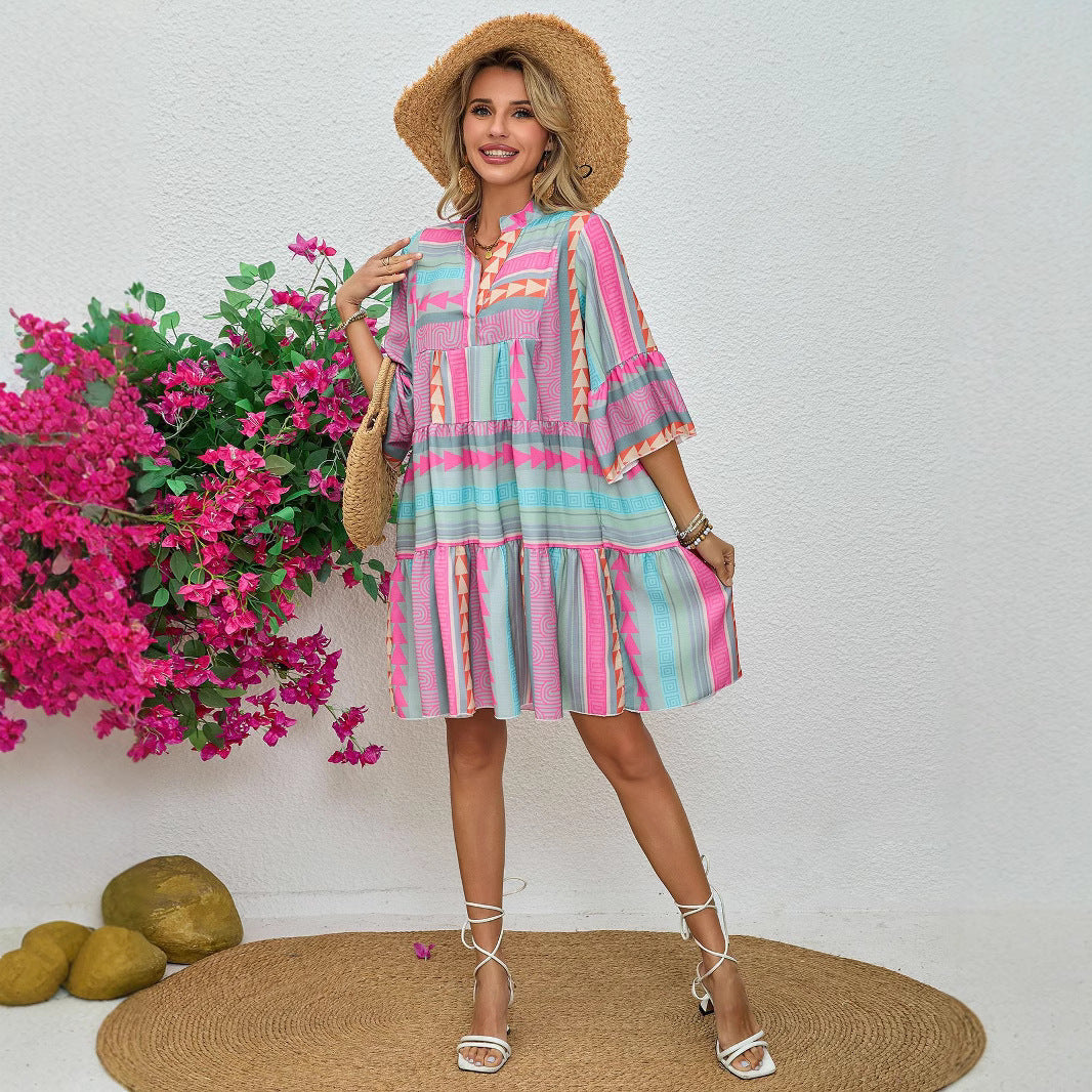 Damen Sommer Kleid Drune